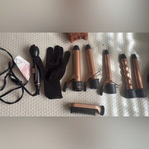 Gold Curling Iron Set with Attachments